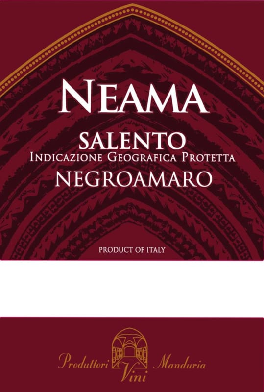 Produttori Vini Manduria Salento Neama Negroamaro 2012 Front Label