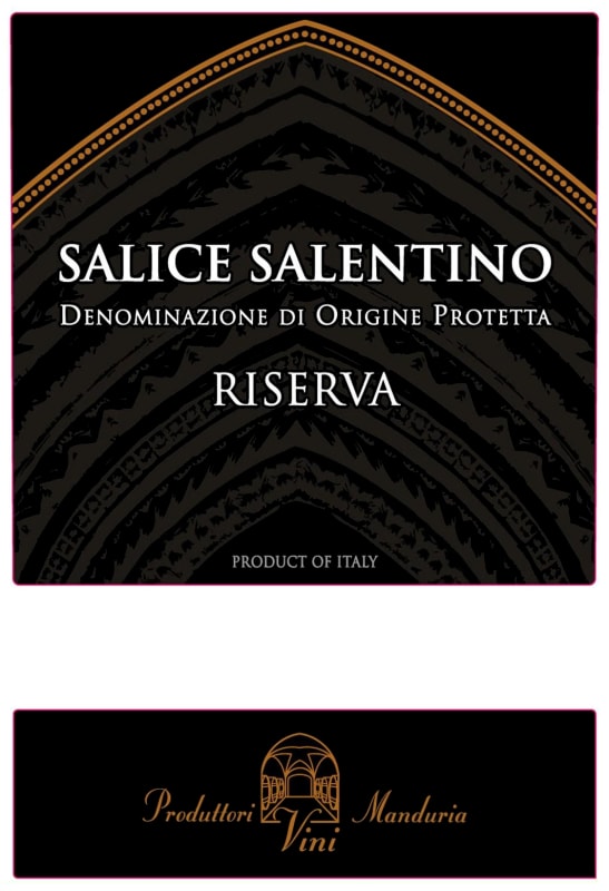 Produttori Vini Manduria Salice Salentino Riserva 2012 Front Label