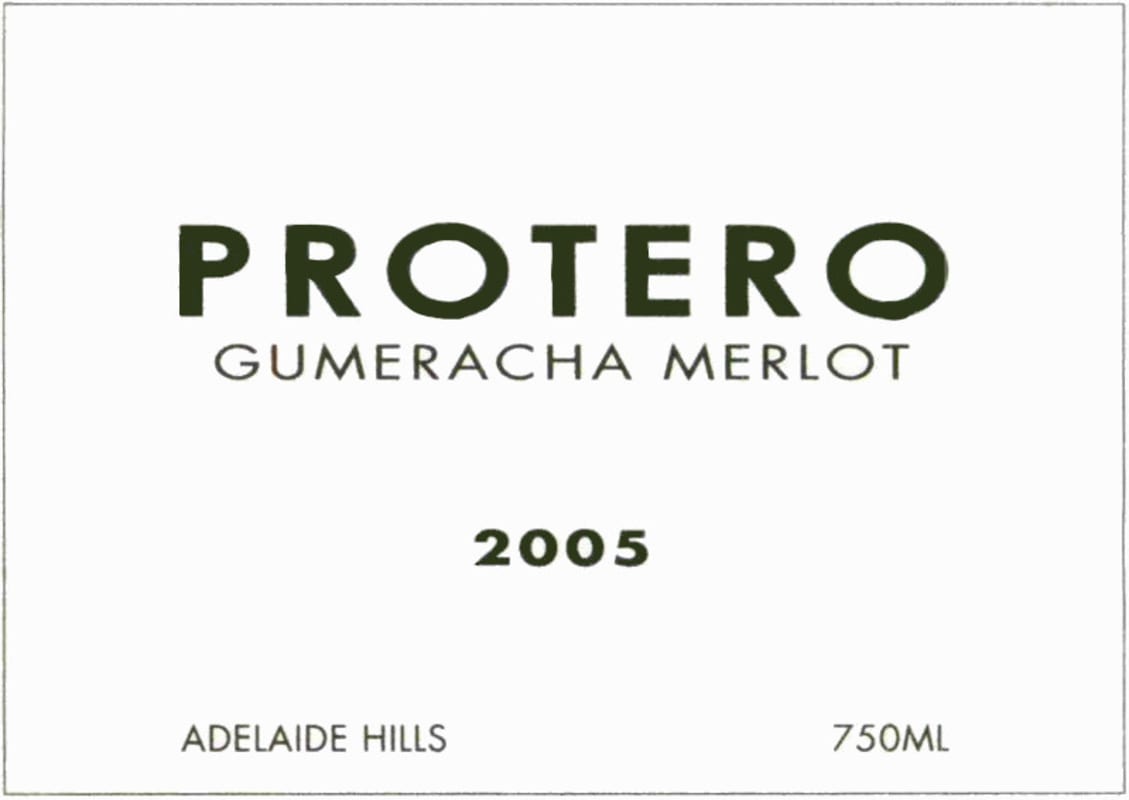 Protero Wines Gumeracha Merlot 2005 Front Label