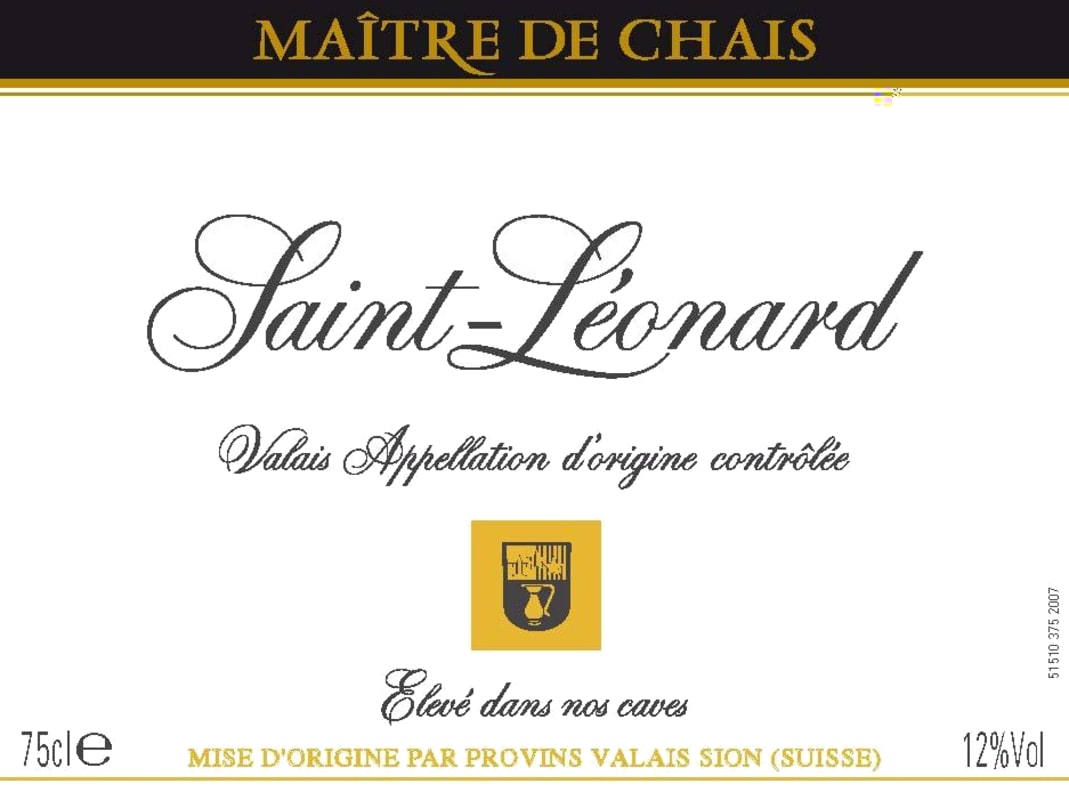 Provins Valais Fendant de Saint-Leonard Maitre de Chais 2008 Front Label