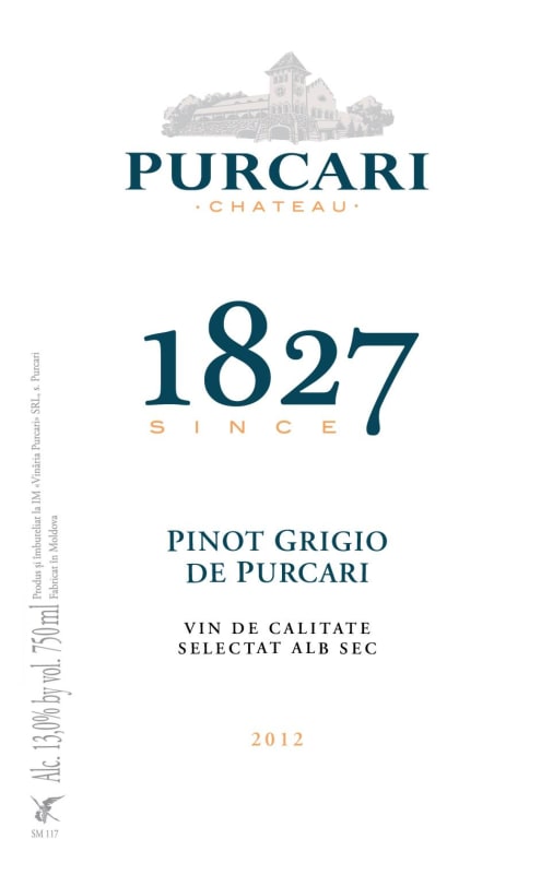 Purcari Winery Pinot Grigio 2012 Front Label