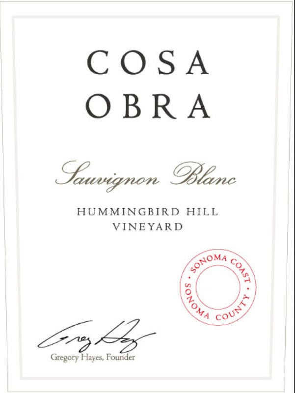 Cosa Obra Hummingbird Hill Vineyard Sauvignon Blanc 2015 Front Label
