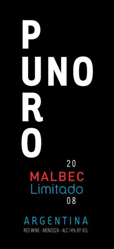 Puro Uno Limitado Malbec 2008 Front Label