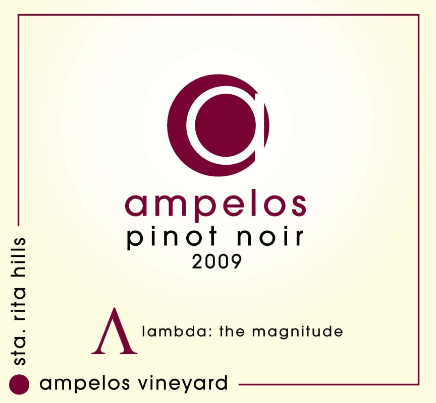 Ampelos Cellars Lambda Pinot Noir 2009 Front Label