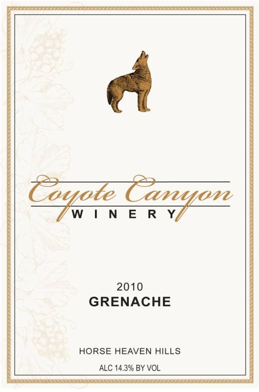 Coyote Canyon Winery and Lounge Grenache 2010 Front Label