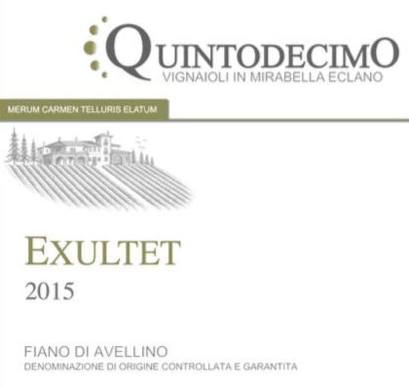 Quintodecimo Fiano di Avellino Exultet 2015 Front Label