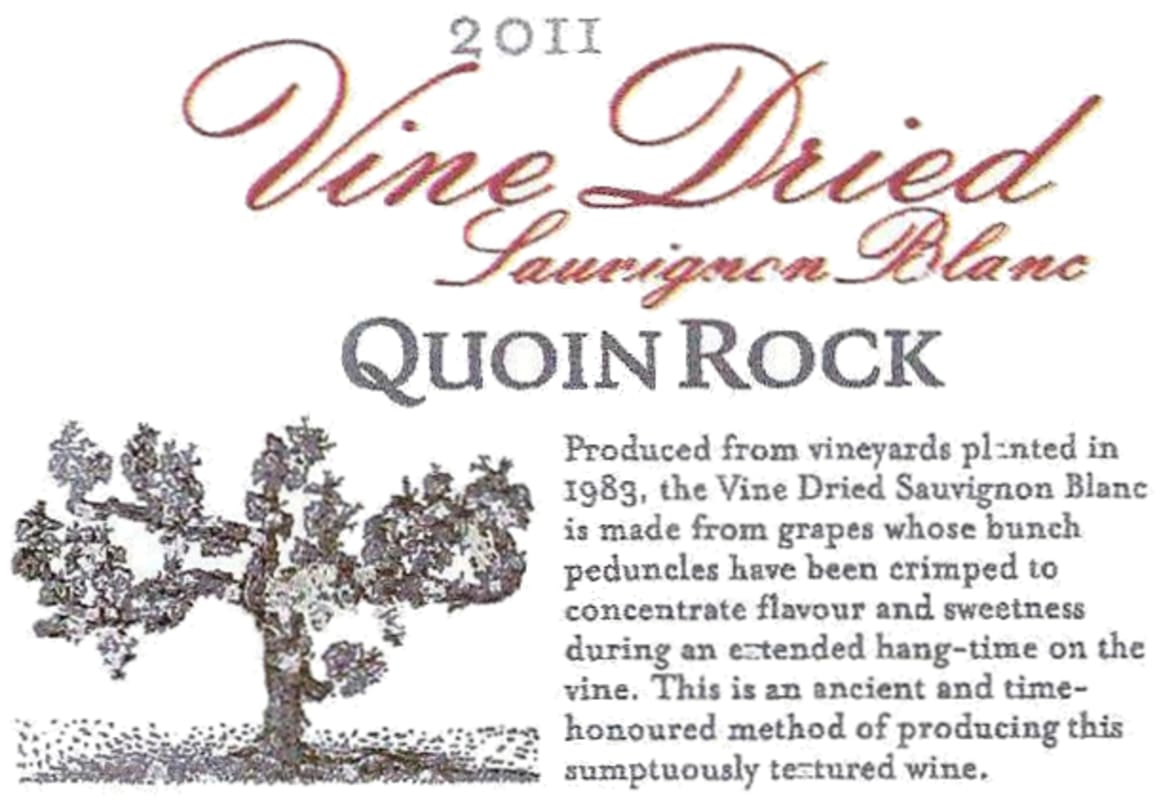 Quoin Rock Winery Vine Dried Sauvignon Blanc 2011 Front Label