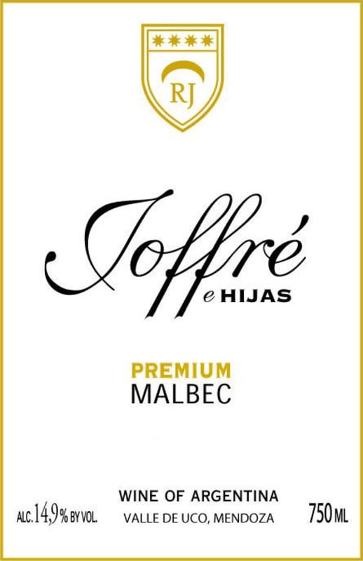 R.J. Vinedos Joffre e Hijas Premium Malbec 2011 Front Label