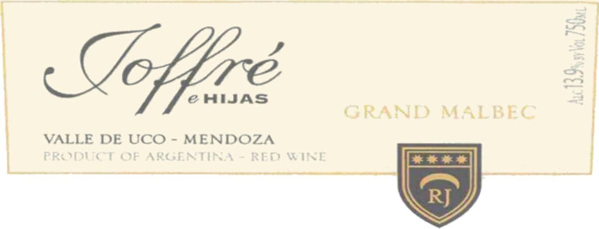 RJ Vinedos Joffre e Hijas Gran Malbec 2004 Front Label