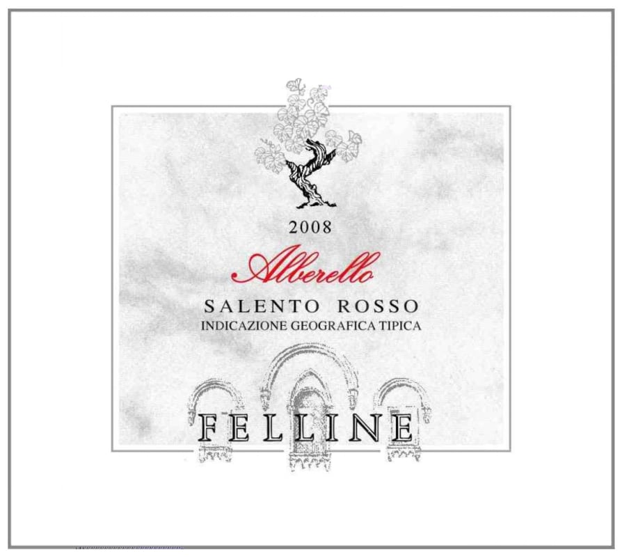 Racemi Salento Felline Alberello Rosso 2008 Front Label