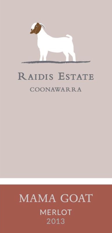 Raidis Estate Mama Goat Merlot 2013 Front Label