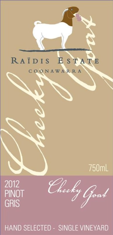 Raidis Estate Cheeky Goat Pinot Gris 2012 Front Label