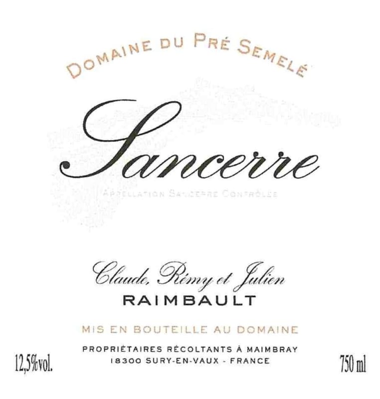 Noel et Jean-Luc Raimbault Sancerre Domaine du Pre Semele Rouge 2010 Front Label
