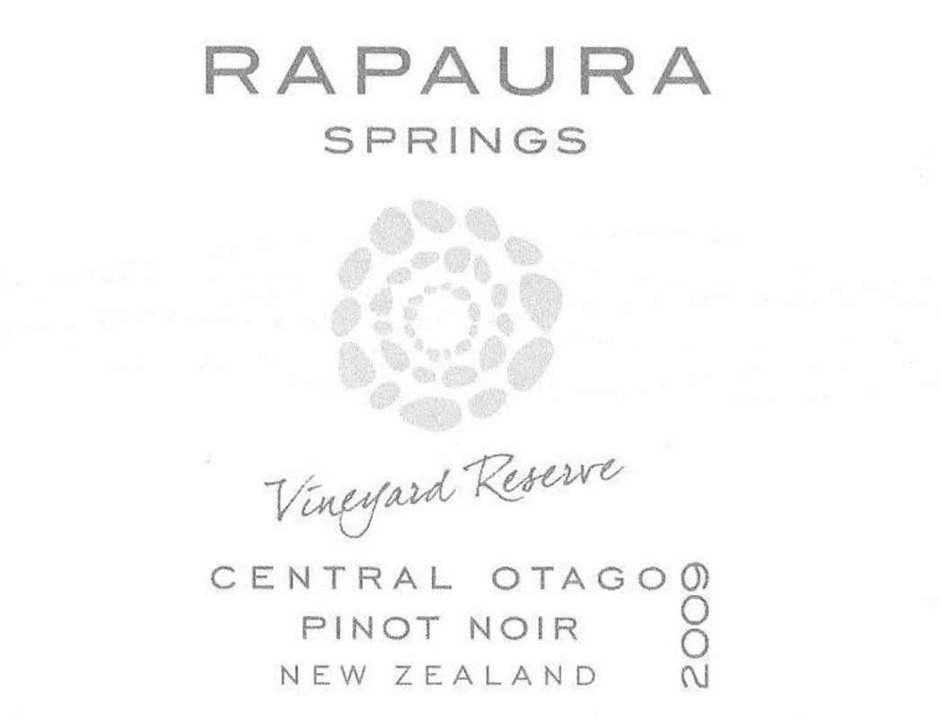 Rapaura Springs Vineyard Reserve Pinot Noir 2009 Front Label