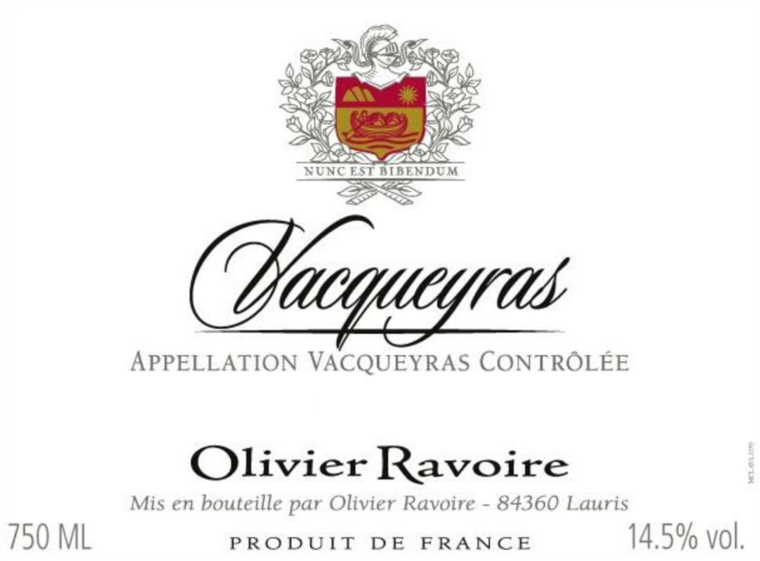Ravoire & Fils Vacqueyras 2010 Front Label