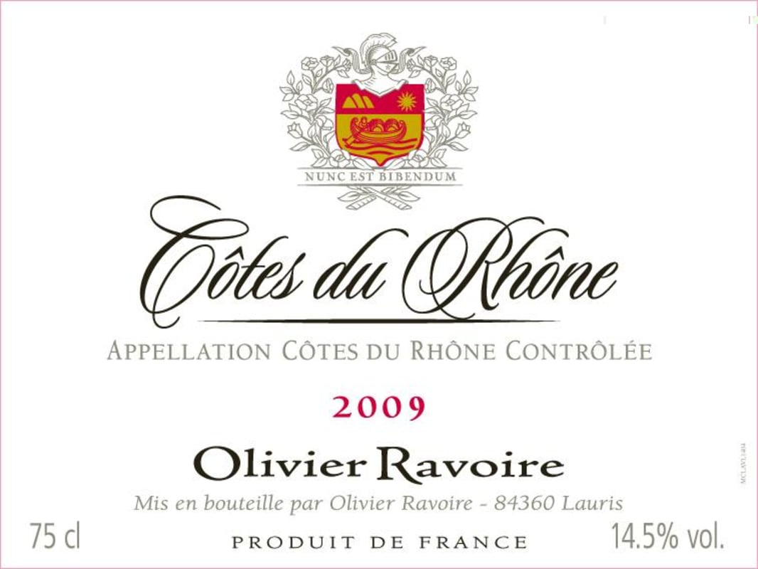 Ravoire & Fils Cotes du Rhone 2009 Front Label