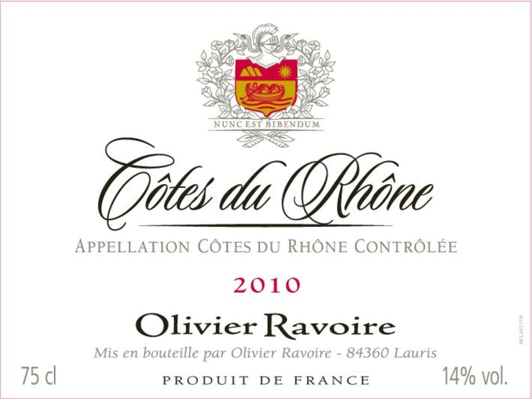 Ravoire & Fils Cotes du Rhone 2010 Front Label