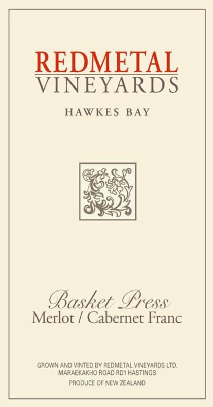 Redmetal Vineyards Basket Press Merlot / Cabernet Franc 2005 Front Label