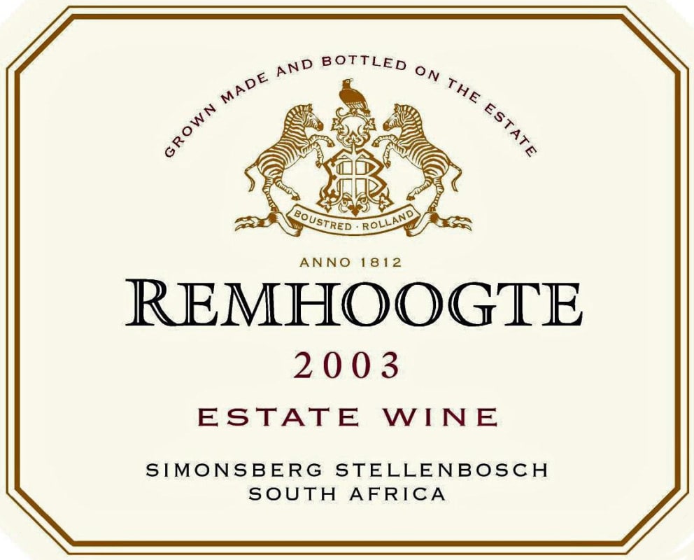 Remhoogte Estate Blend 2003 Front Label
