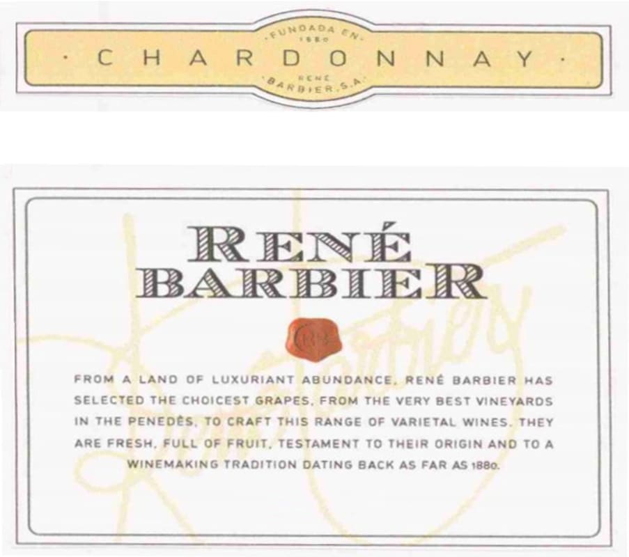 Rene Barbier Chardonnay 2002 Front Label