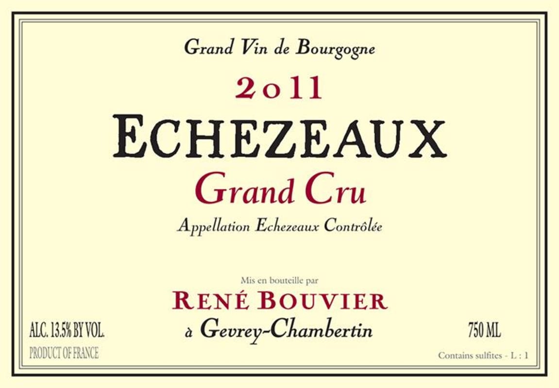 Rene Bouvier Echezeaux Grand Cru 2011 Front Label