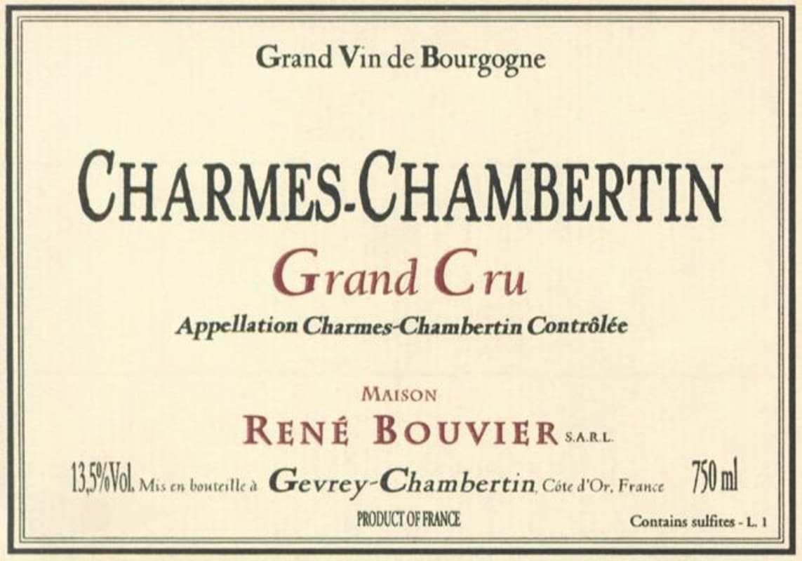 Rene Bouvier Charmes-Chambertin Grand Cru 2006 Front Label