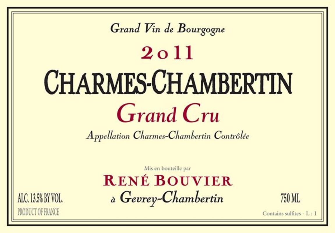 Rene Bouvier Charmes-Chambertin Grand Cru 2011 Front Label