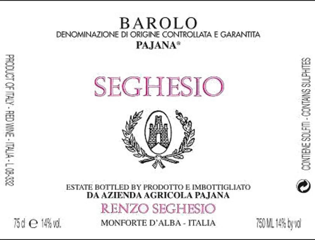 Jean-Francois Gadeau Barolo Pajana 2008 Front Label