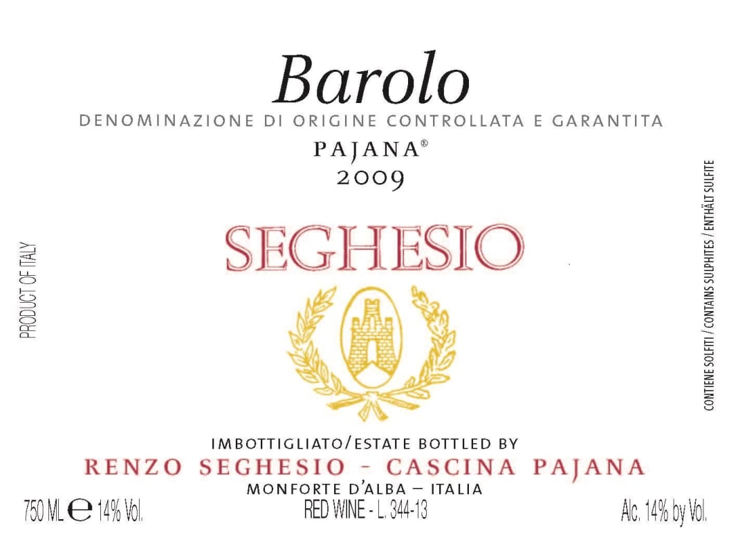 Jean-Francois Gadeau Barolo Pajana 2009 Front Label