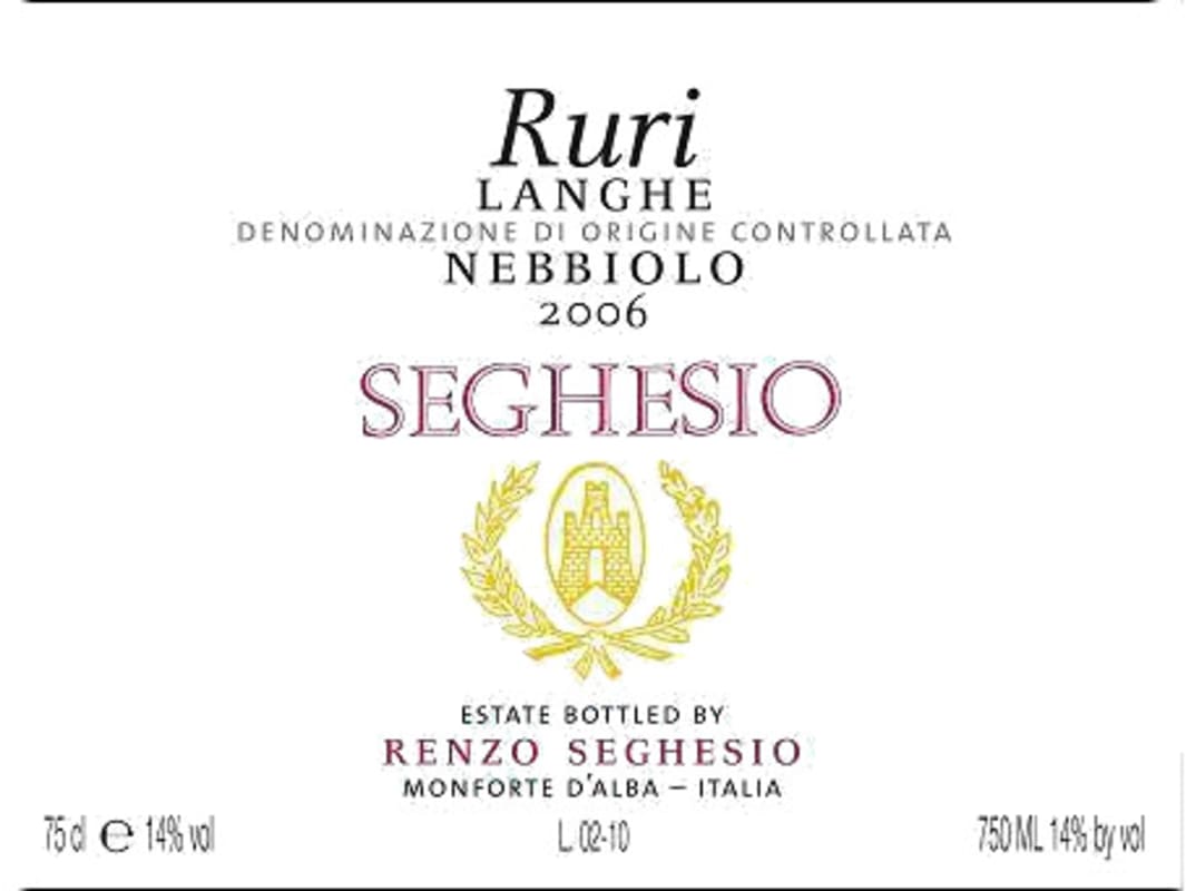 Jean-Francois Gadeau Langhe Ruri Nebbiolo 2006 Front Label