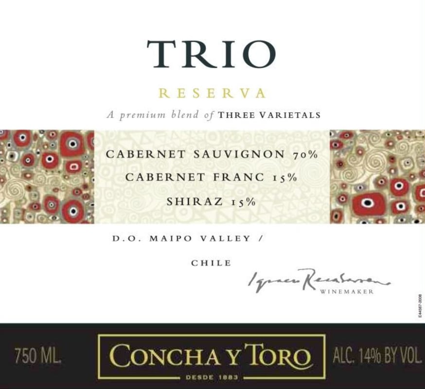 Reserva Trio Cabernet Sauvignon 2012 Front Label