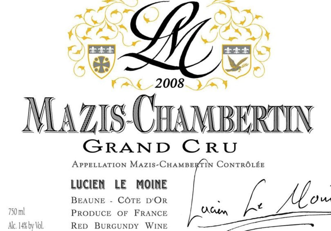 Lucien Le Moine Mazis Chambertin 2008 Front Label