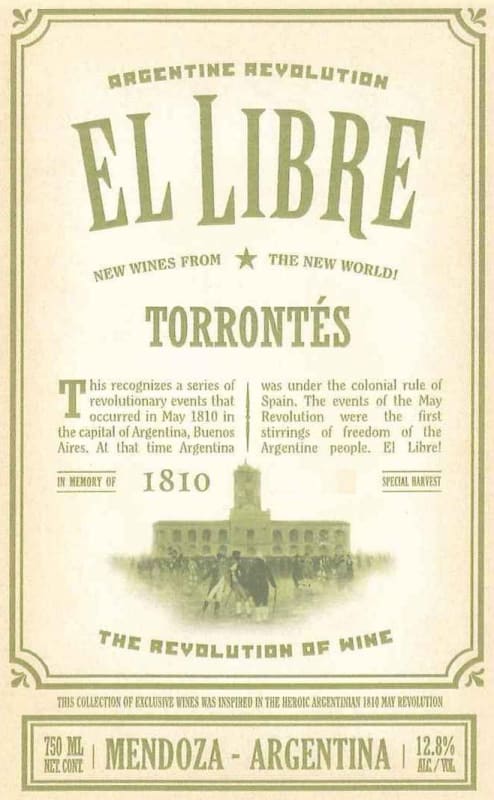 Revolution Wine Company El Libre Torrontes 2015 Front Label