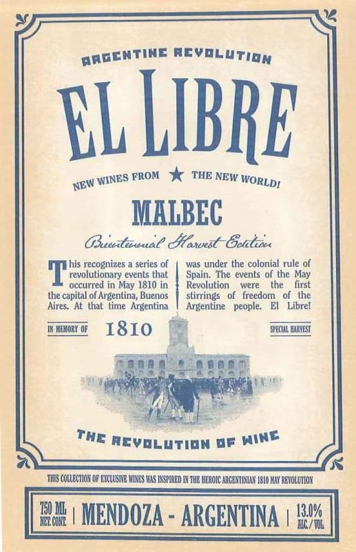 Revolution Wine Company El Libre Malbec 2012 Front Label