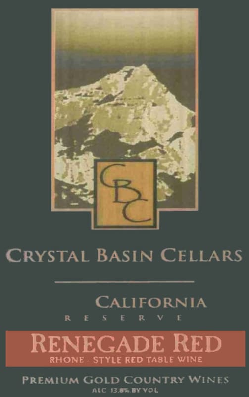 Crystal Basin Cellars Renegade Red 2002 Front Label
