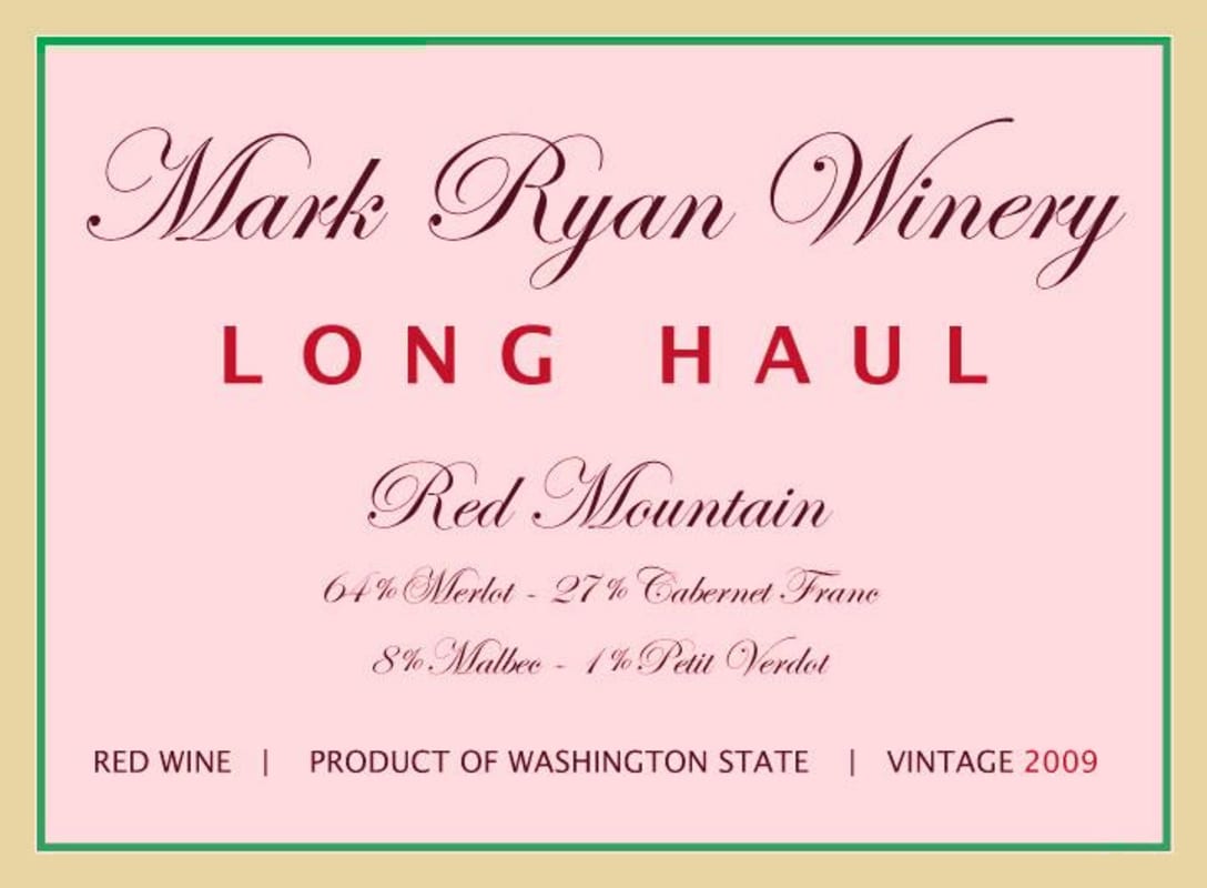 Mark Ryan Long Haul 2009 Front Label