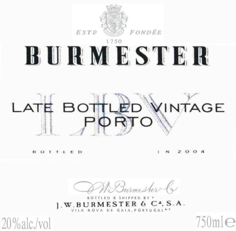 Burmester Late Bottled Vintage Port 2001 Front Label