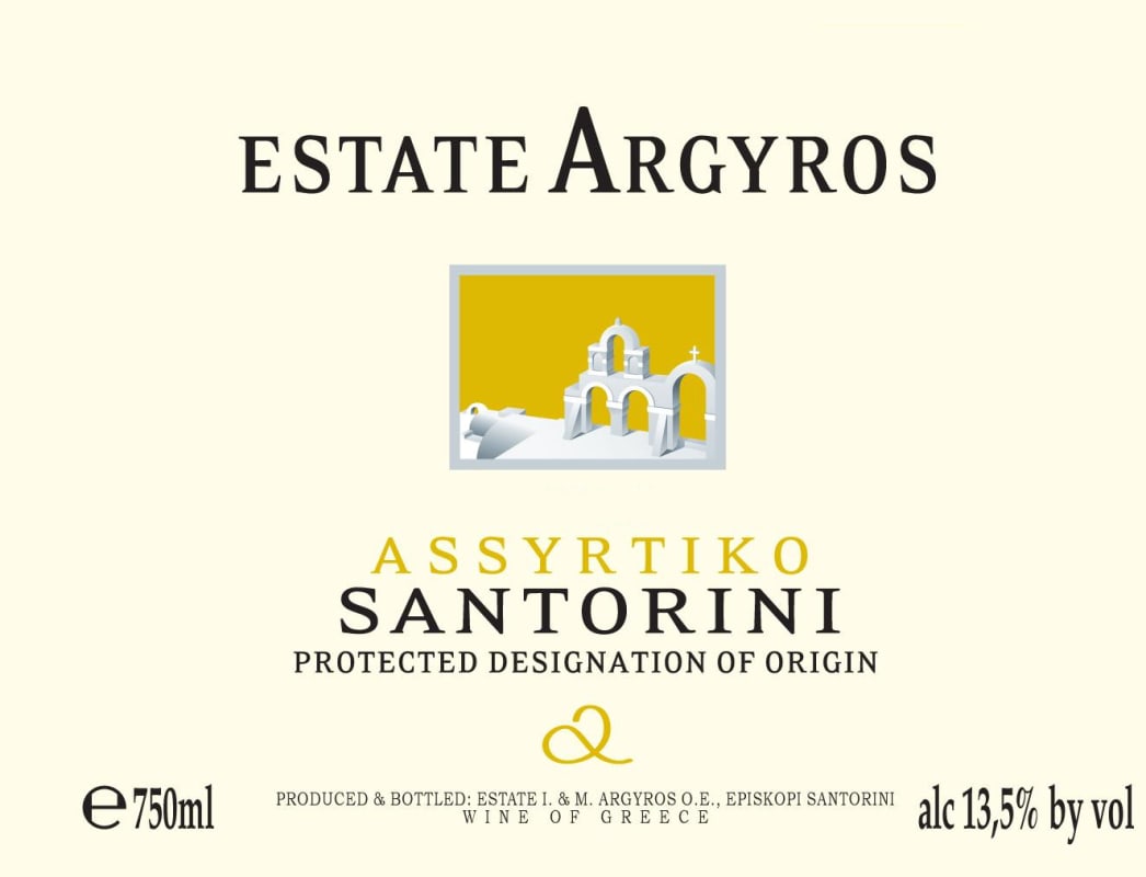 Estate Argyros Assyrtiko Santorini 2015 Front Label