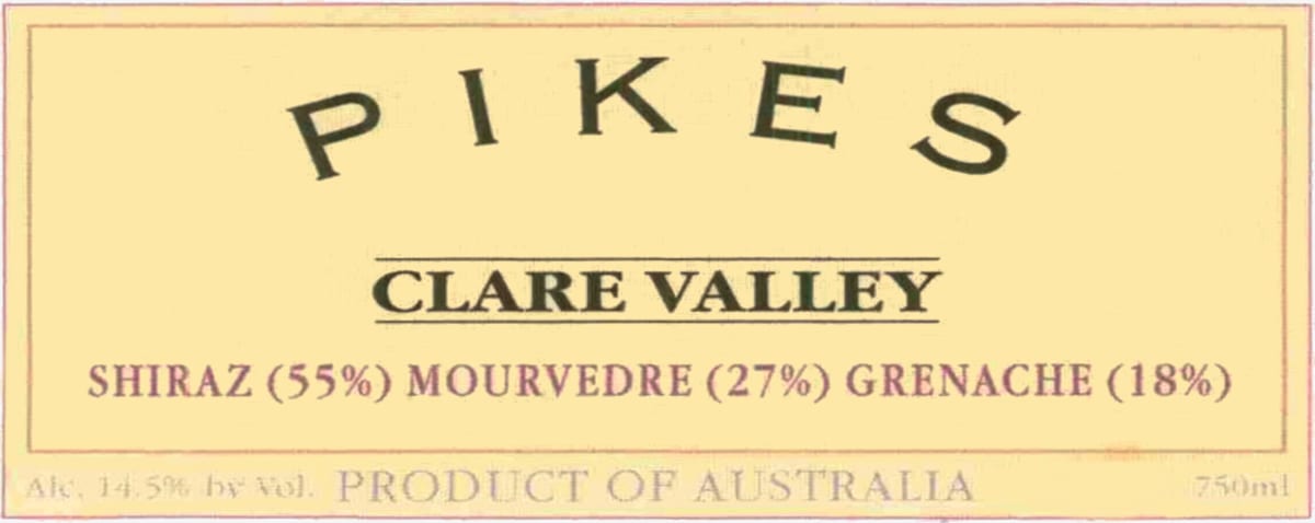 Pikes Shiraz Grenache Mourvedre 2012 Front Label