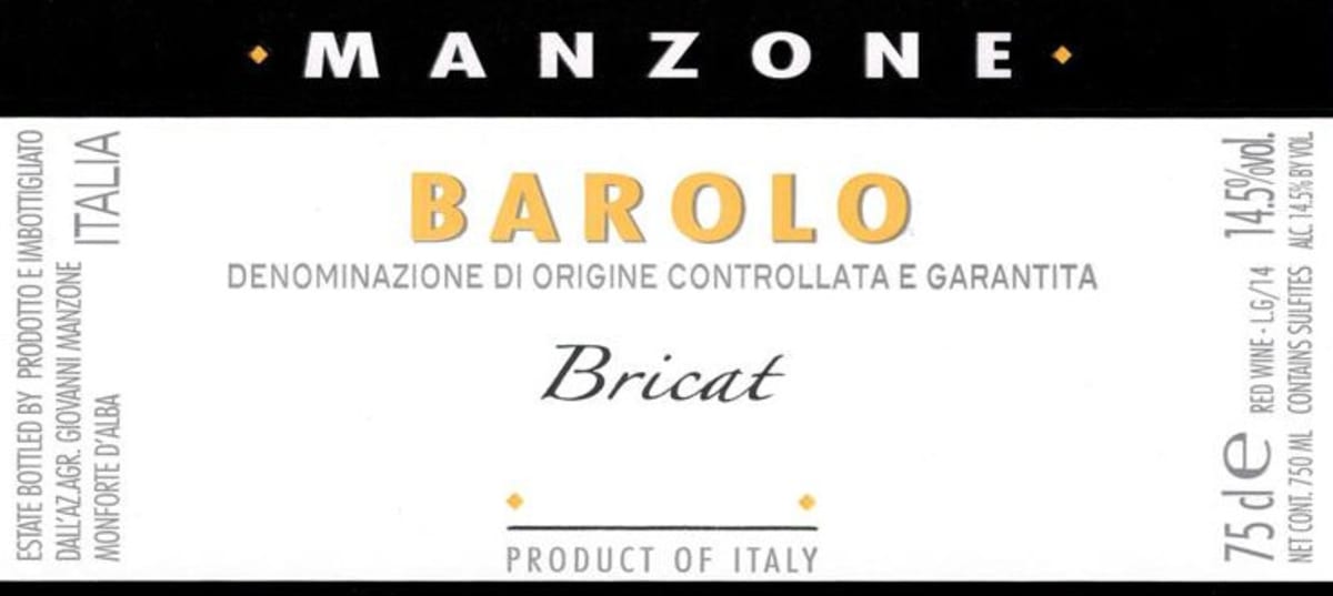 Manzone Barolo Bricat 2011 Front Label