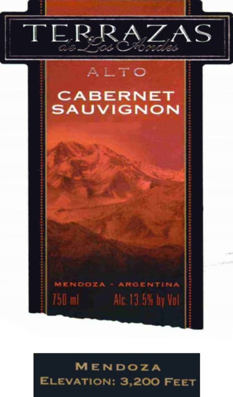Terrazas de los Andes Alto Malbec 2007 Front Label