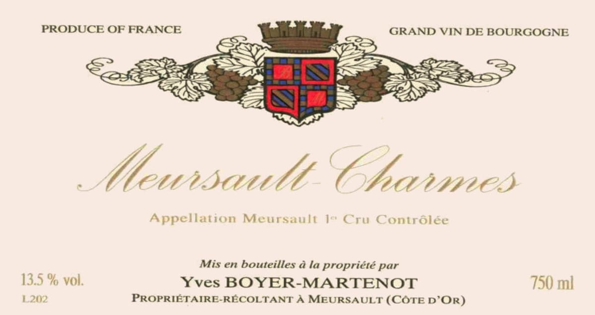 Boyer-Martenot Meursault-Charmes Premier Cru 2003 Front Label