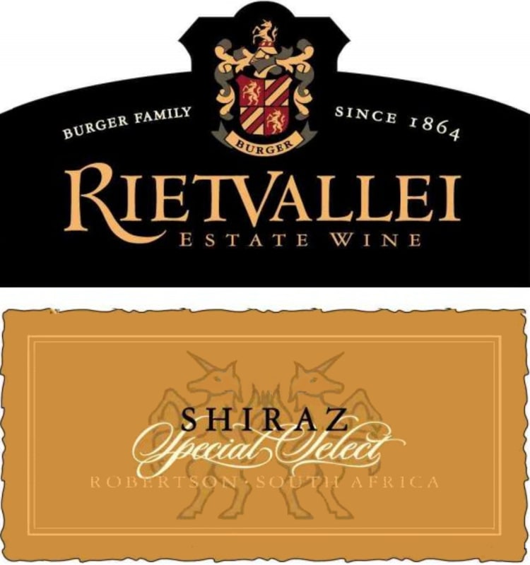 Rietvallei Special Select Shiraz 2006 Front Label