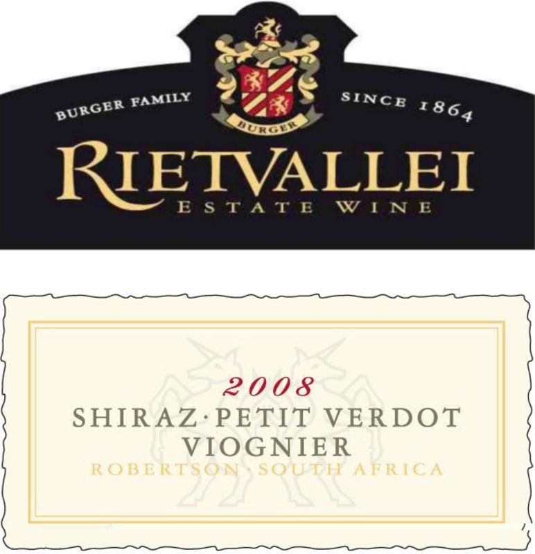 Rietvallei Classic Shiraz Petit Verdot Viognier 2008 Front Label
