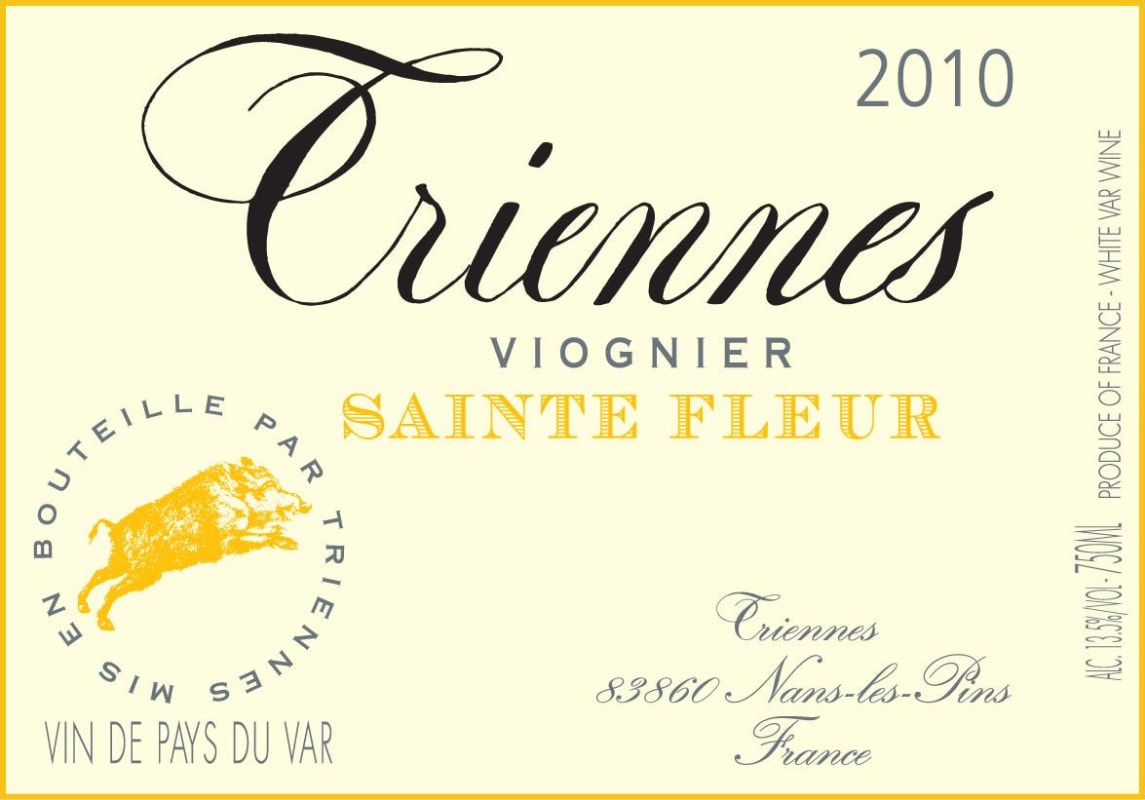 Domaine de Triennes Sainte Fleur Viognier 2010 Front Label