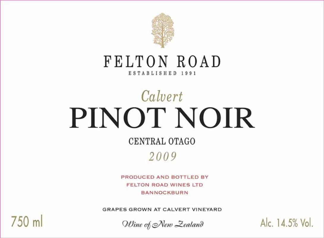 Felton Road Calvert Pinot Noir 2009 Front Label