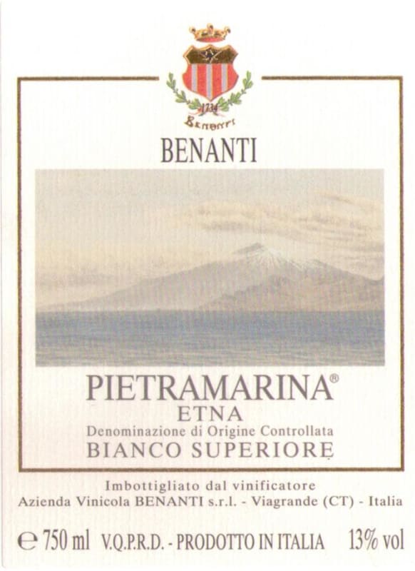 Benanti Pietra Marina Etna Bianco Superiore 2010 Front Label