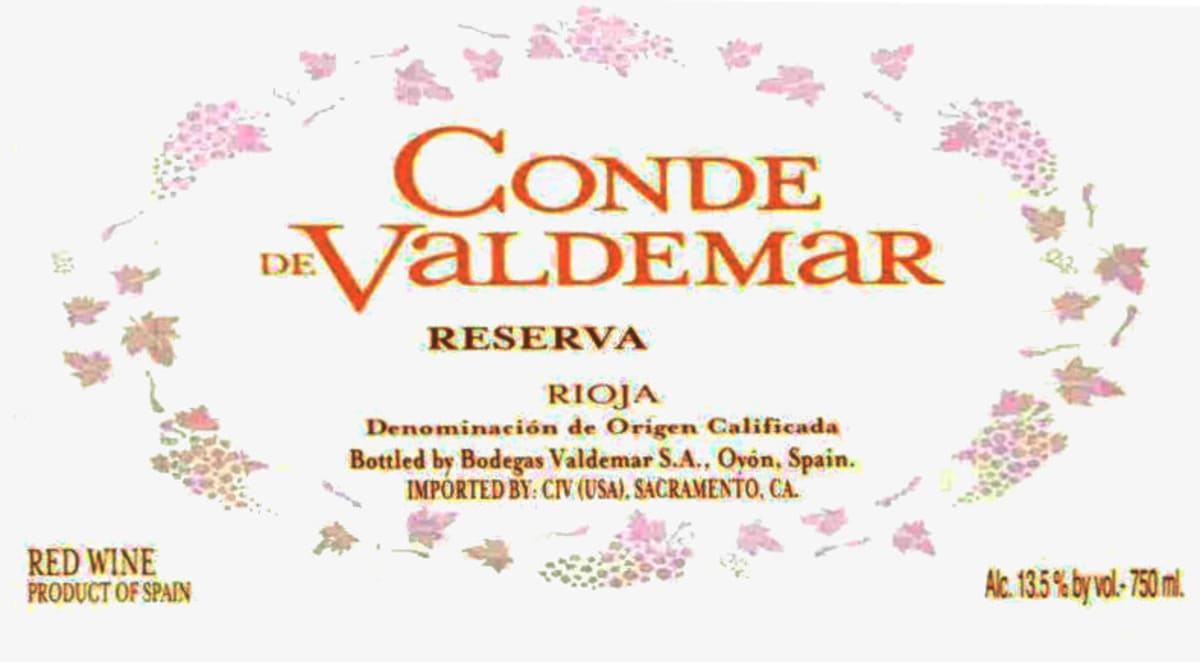 Bodegas Valdemar Conde de Valdemar Reserva 2006 Front Label