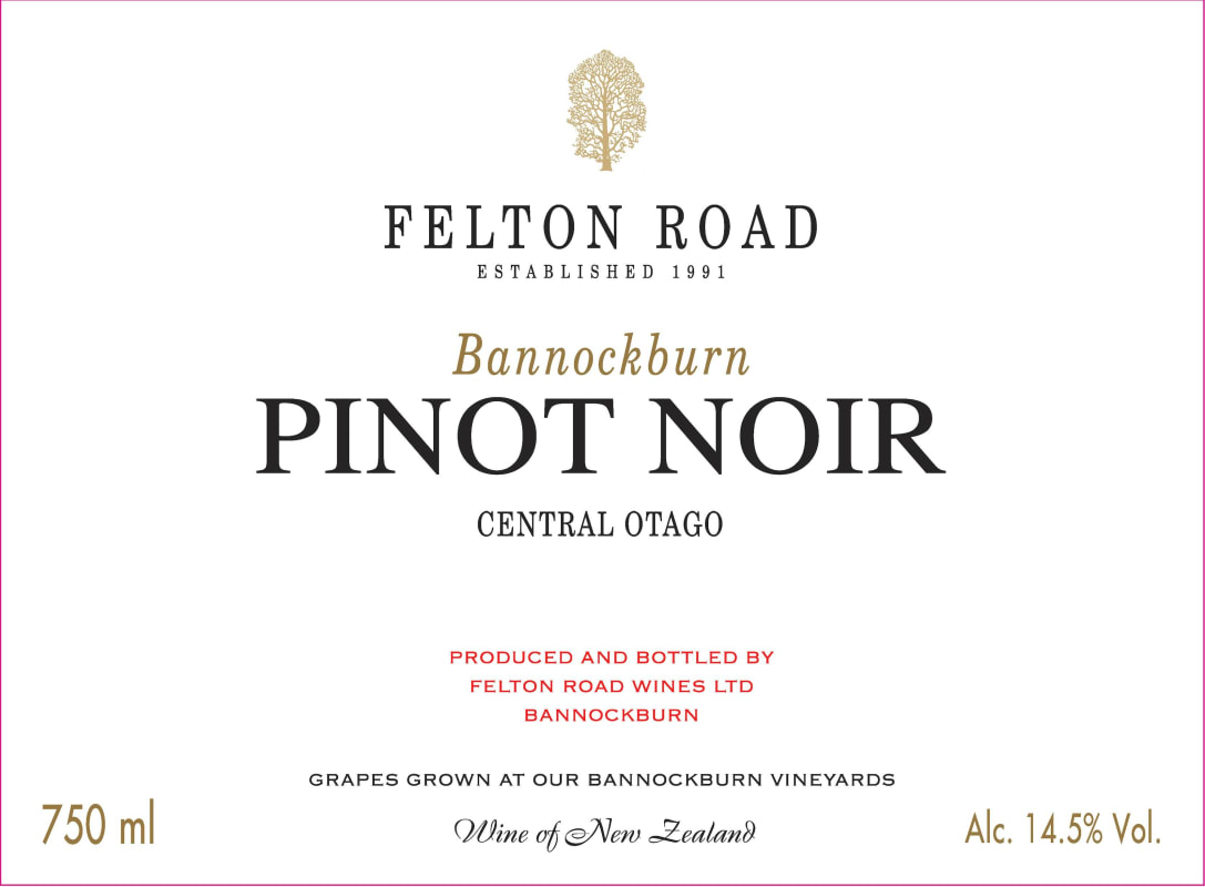 Felton Road Bannockburn Pinot Noir 2012 Front Label