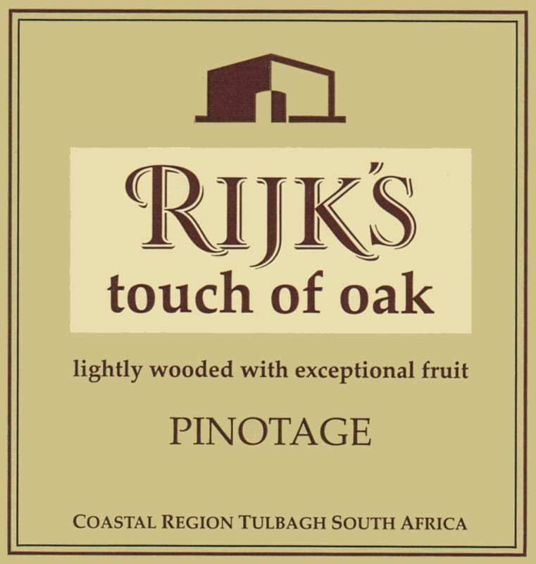 Rijk's Private Cellar Touch of Oak Pinotage 2010 Front Label